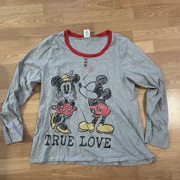 Disney Store MICKEY & MINNIE True Love PJ TOP Velvet Size XXL Pullover - Picture 2 of 7